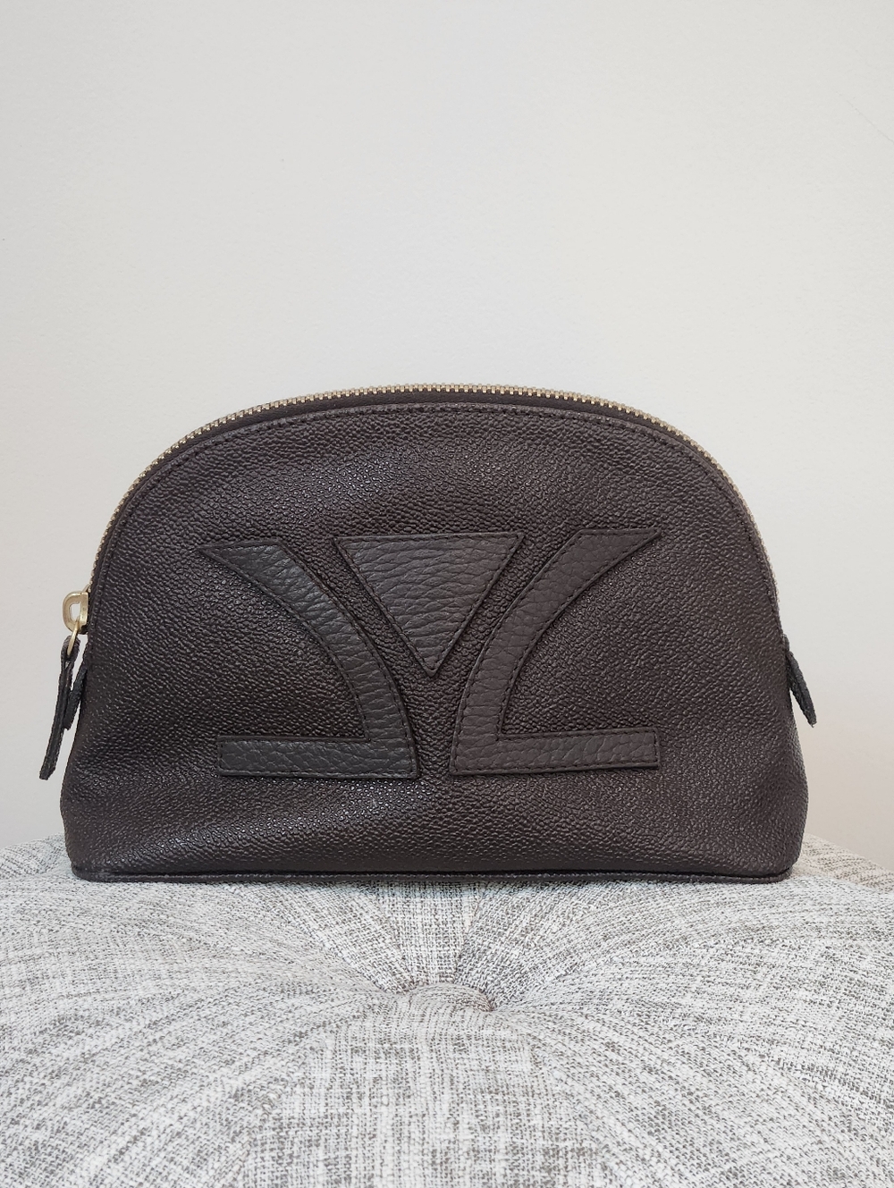 LeVian Dark Brown Leather Cosmetic Bag